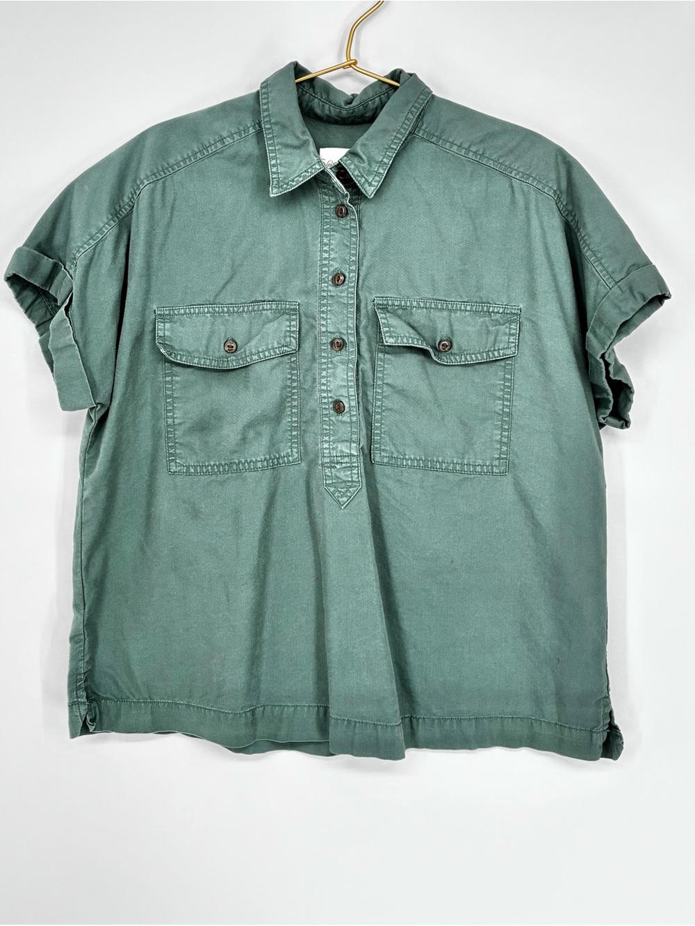 Universal Thread Green Utility Blouse Size S Sage Dolman Sleeve Safari Casual